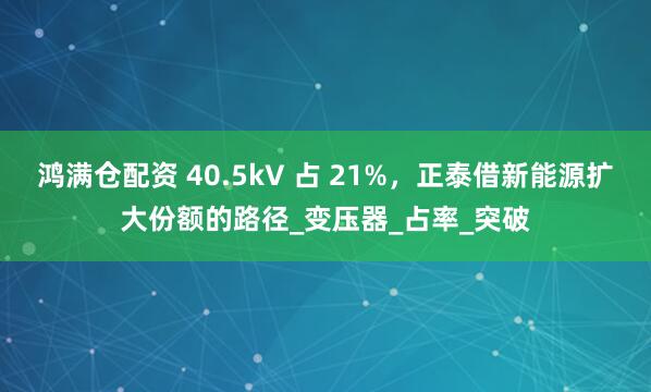 鸿满仓配资 40.5kV 占 21%，正泰借新能源扩大份额的路径_变压器_占率_突破